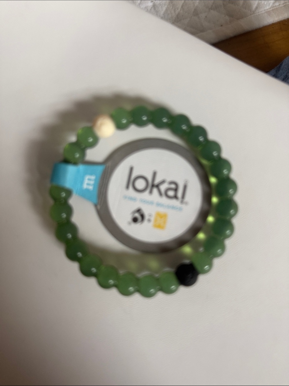 Lokai Green Stretch Beaded Bracelet with Black Accent